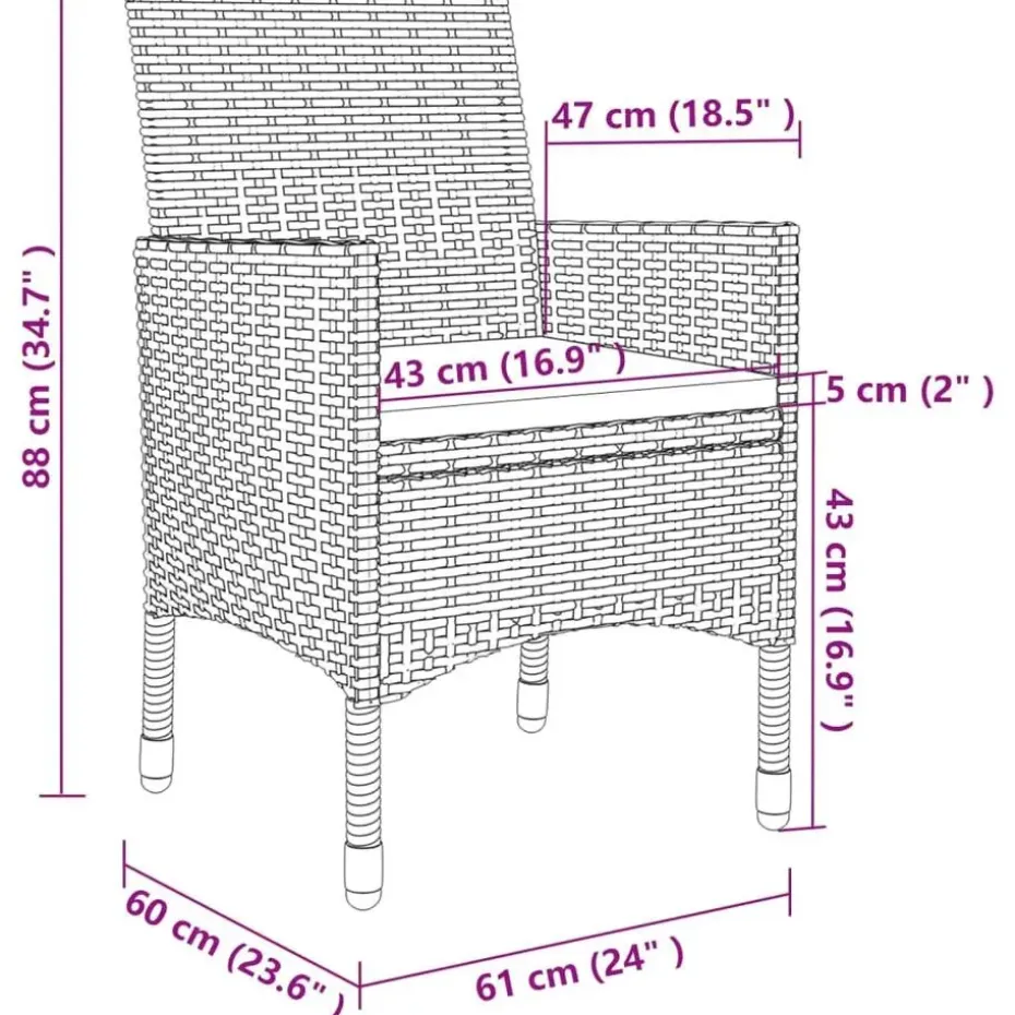 vidaXL - Tuinset - Zwart - Poly rattan - 190 cm tafellengte