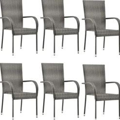 vidaXL - Tuinset grijs - 6 fauteuils en (150-200)x90 cm tafel - Poly rattan