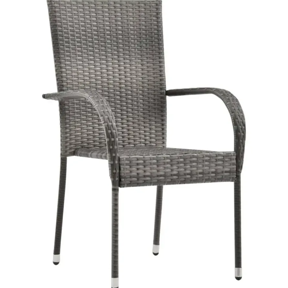 vidaXL - Tuinset grijs - 6 fauteuils en (150-200)x90 cm tafel - Poly rattan