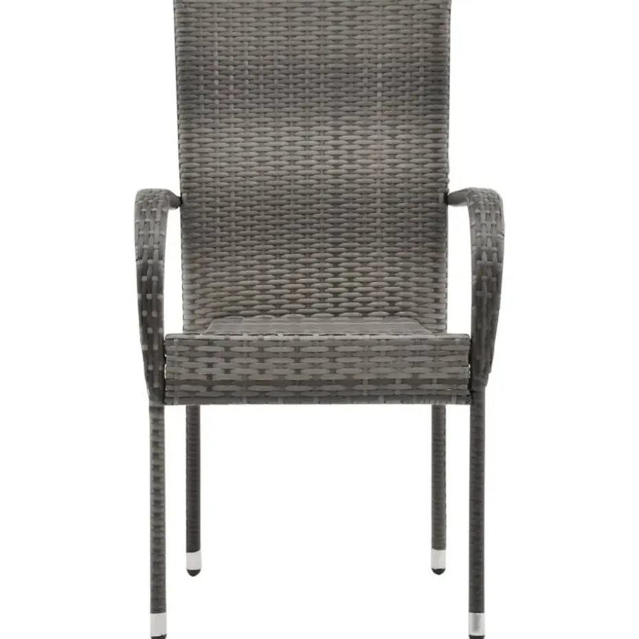 vidaXL - Tuinset grijs - 6 fauteuils en (150-200)x90 cm tafel - Poly rattan