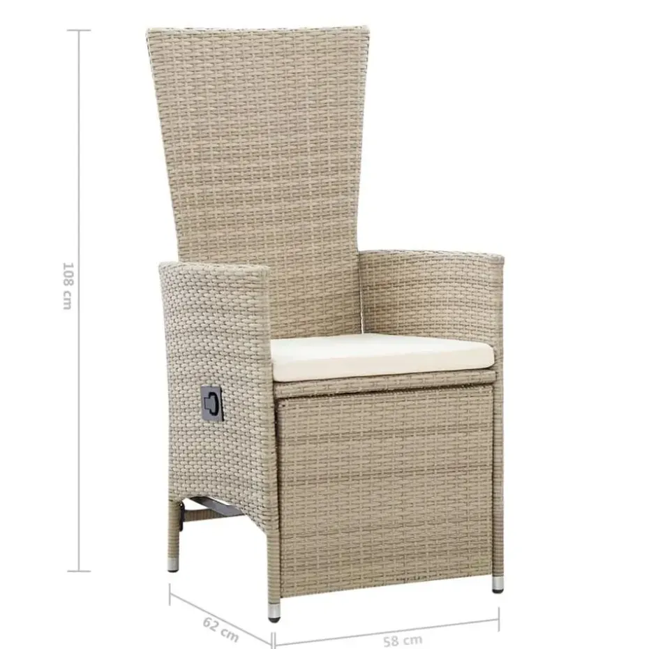 vidaXL - Tuinstoelen - Beige - Poly rattan - 2 stuks - Met kussens