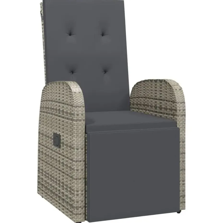 vidaXL - Tuinstoelen - Grijs - Poly rattan - 2 stuks - Verstelbaar - Met kussens