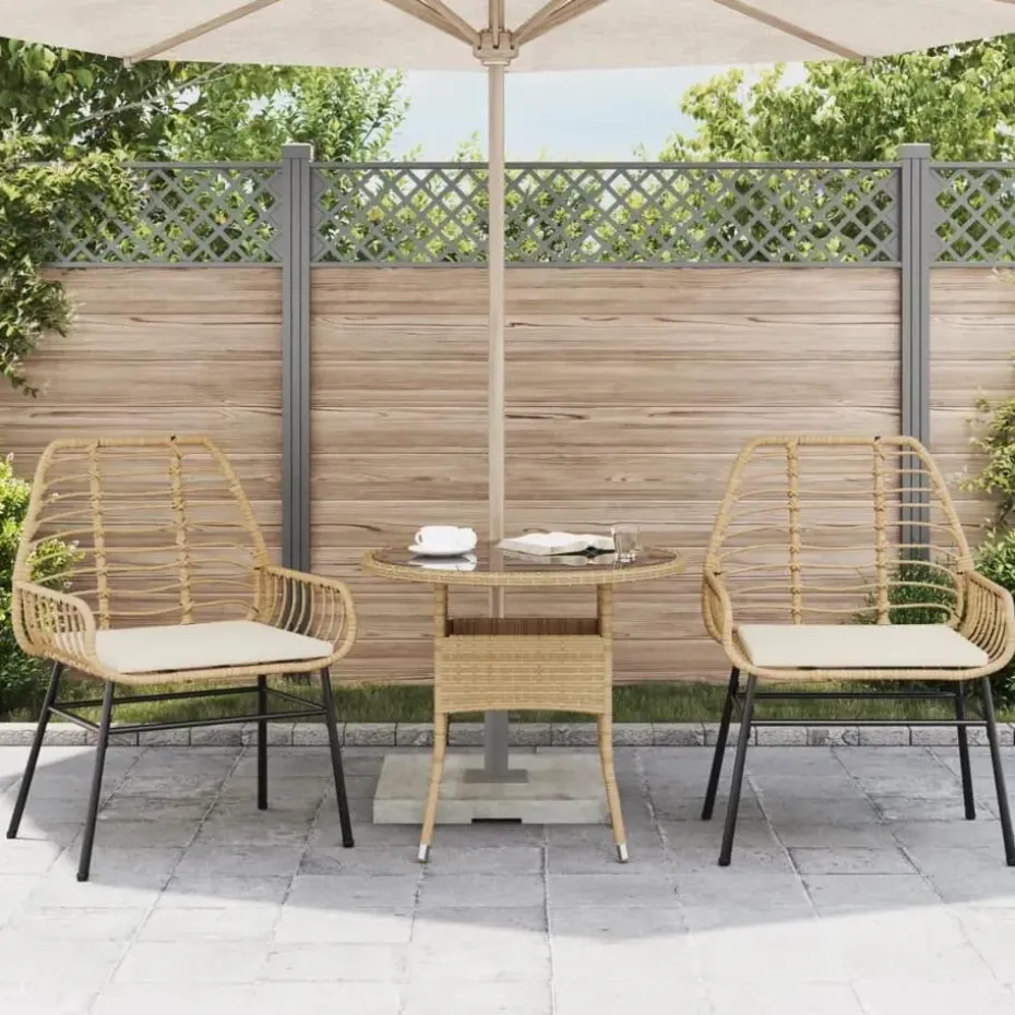 vidaXL - Tuinstoelen - Kussens - Bruin - Poly rattan - 2 stuks