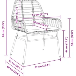vidaXL - Tuinstoelen - Kussens - Bruin - Poly rattan - 2 stuks