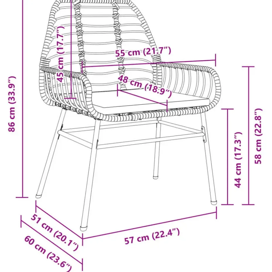 vidaXL - Tuinstoelen - Kussens - Bruin - Poly rattan - 2 stuks