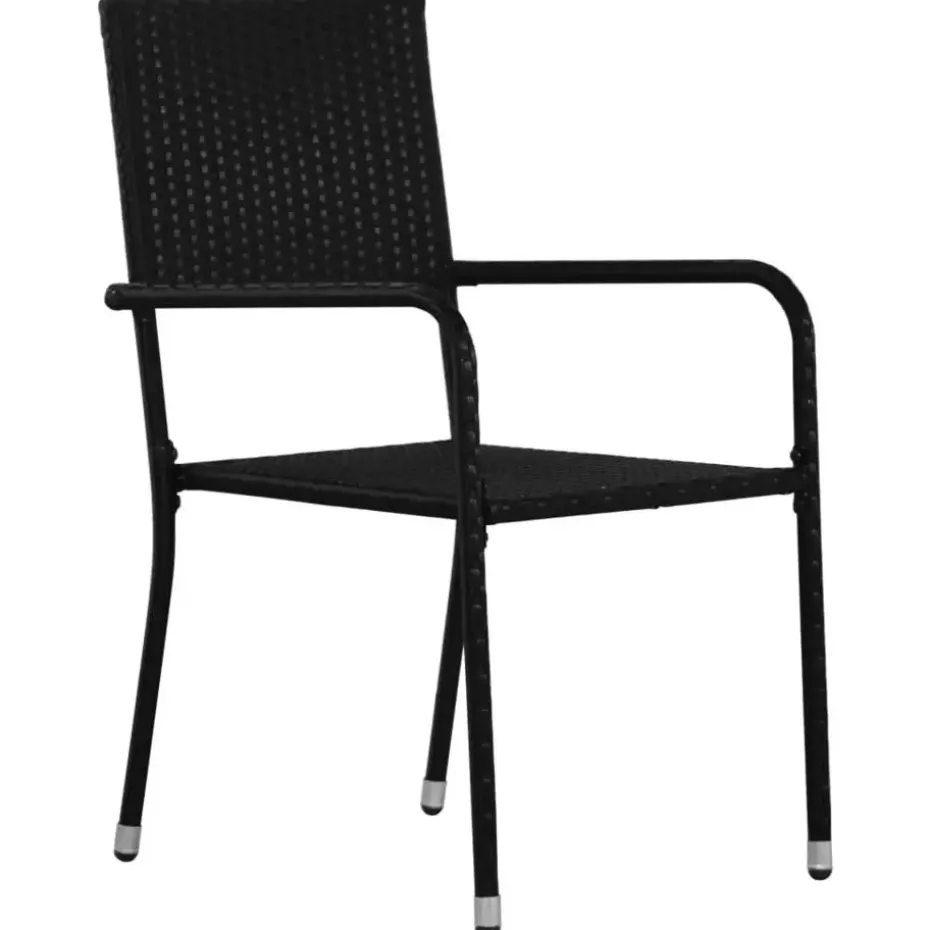 vidaXL - Tuinstoelen - Stapelbaar - Zwart - Poly rattan - 2 stuks