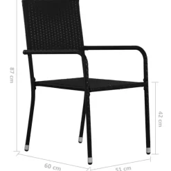 vidaXL - Tuinstoelen - Stapelbaar - Zwart - Poly rattan - 2 stuks