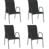 vidaXL - Tuinstoelen - Zwart - Staal en textileen - 4 stuks