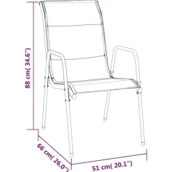 vidaXL - Tuinstoelen - Zwart - Staal en textileen - 4 stuks