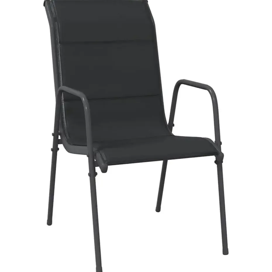 vidaXL - Tuinstoelen - Zwart - Staal en textileen - 4 stuks