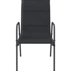 vidaXL - Tuinstoelen - Zwart - Staal en textileen - 4 stuks
