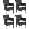 vidaXL - Tuinstoelen - Zwart - Rattan - 4 stuks