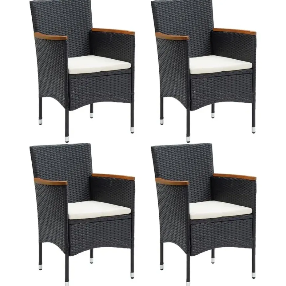 vidaXL - Tuinstoelen - Zwart - Rattan - 4 stuks