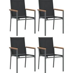 vidaXL - Tuinstoelen - Zwart - Staal - 4 stuks - 55x61,5x90 cm