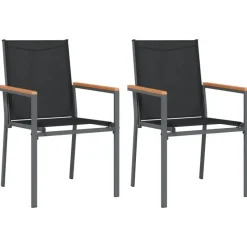 vidaXL - Tuinstoelen - Zwart - Textileen en staal - 2 stuks - 55x61,5x90 cm