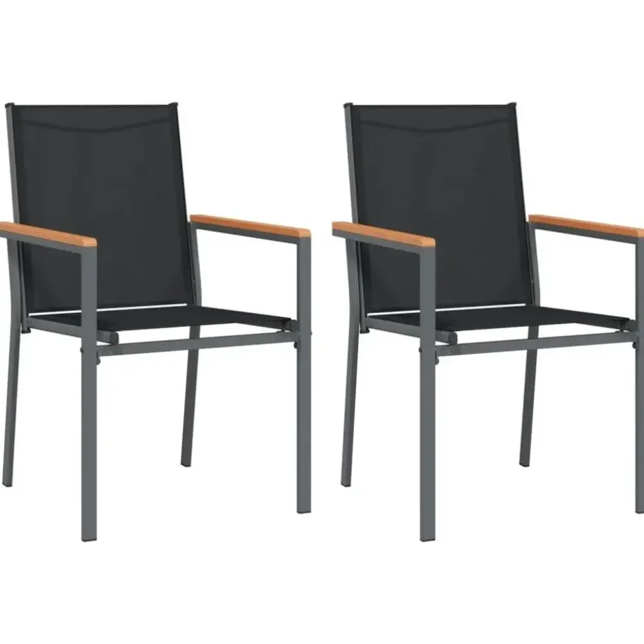 vidaXL - Tuinstoelen - Zwart - Textileen en staal - 2 stuks - 55x61,5x90 cm