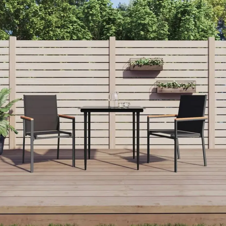 vidaXL - Tuinstoelen - Zwart - Textileen en staal - 2 stuks - 55x61,5x90 cm