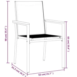 vidaXL - Tuinstoelen - Zwart - Textileen en staal - 2 stuks - 55x61,5x90 cm