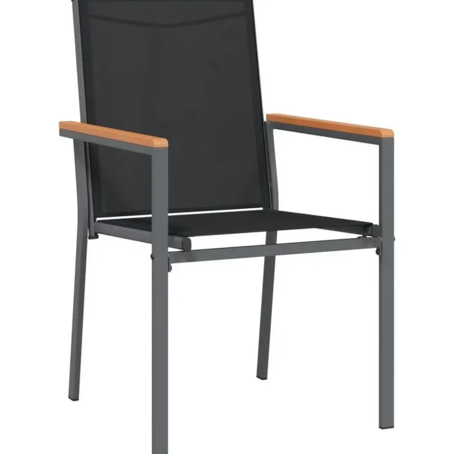 vidaXL - Tuinstoelen - Zwart - Textileen en staal - 2 stuks - 55x61,5x90 cm