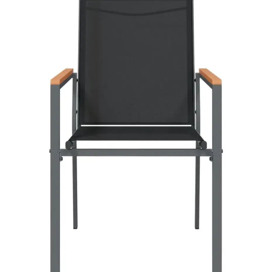 vidaXL - Tuinstoelen - Zwart - Textileen en staal - 2 stuks - 55x61,5x90 cm
