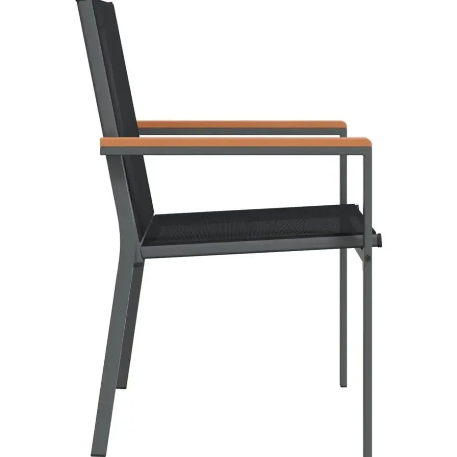 vidaXL - Tuinstoelen - Zwart - Textileen en staal - 2 stuks - 55x61,5x90 cm