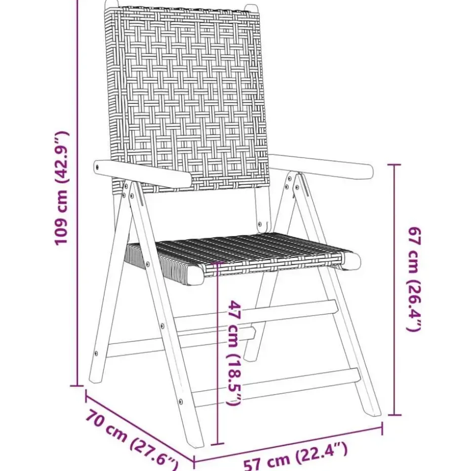 vidaXL - Tuinstoelen - Zwart - Acaciahout - 2 stuks - 57x70x109 cm