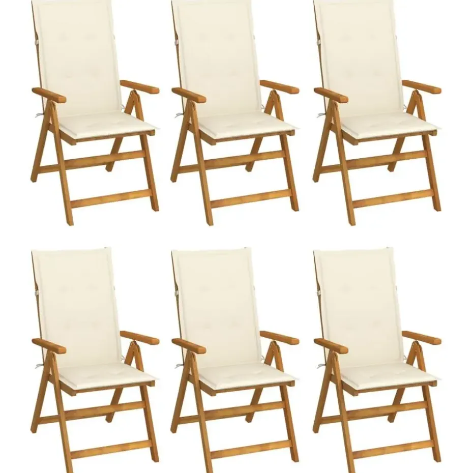 vidaXL - Tuinstoelen inklapbaar met kussens - Massief acaciahout - 6 stuks