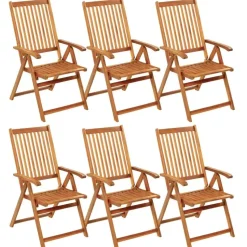 vidaXL - Tuinstoelen inklapbaar met kussens - Massief acaciahout - 6 stuks