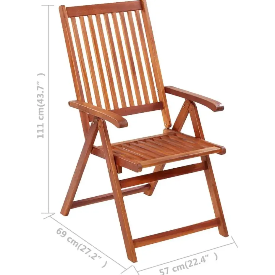 vidaXL - Tuinstoelen inklapbaar met kussens - Massief acaciahout - 6 stuks