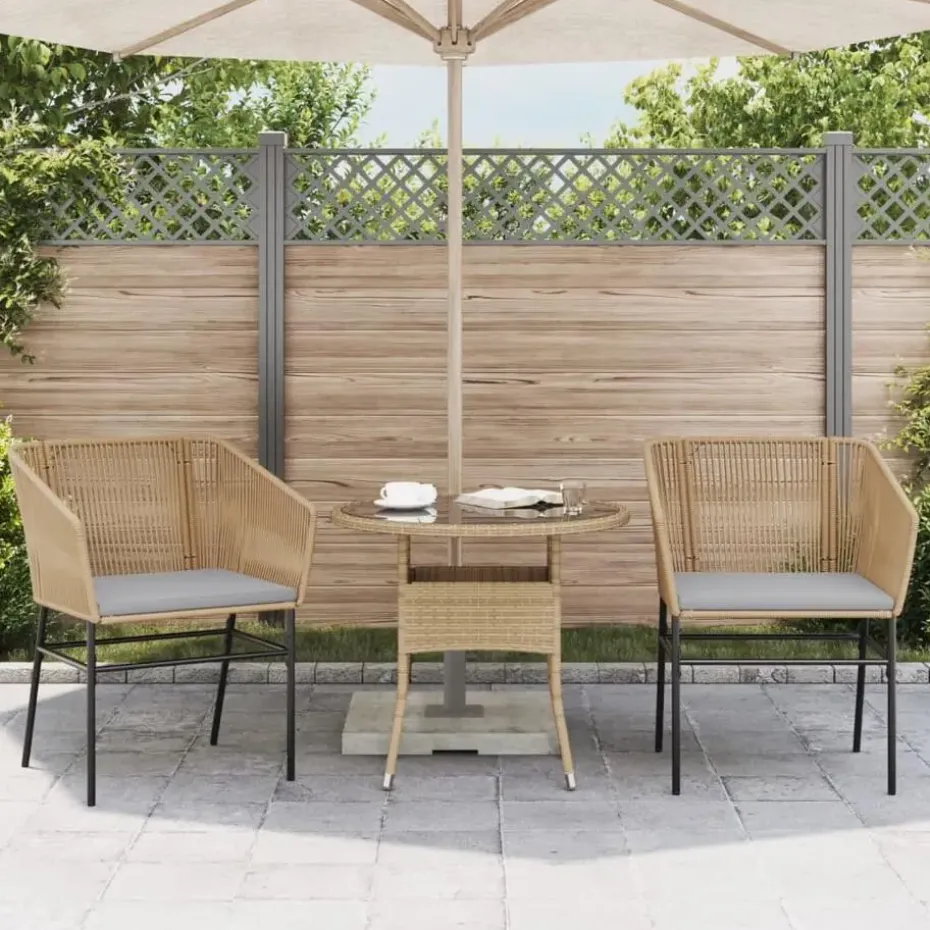 vidaXL - Tuinstoelen -Kussens - Bruin - Poly rattan - 2 stuks