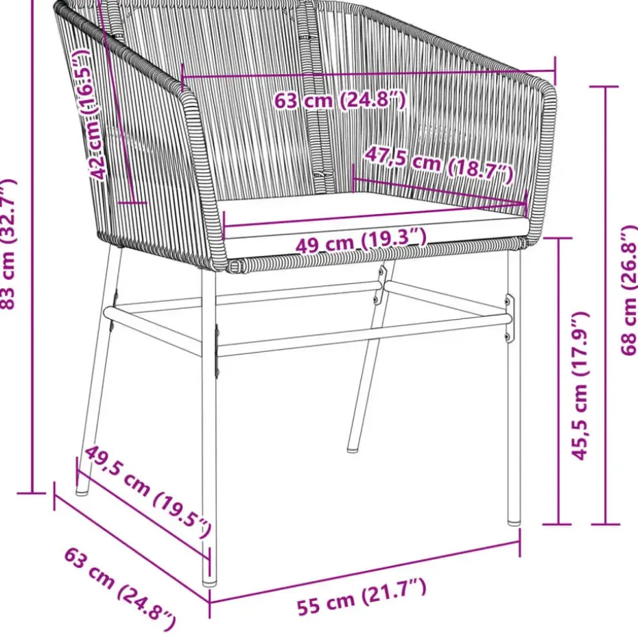 vidaXL - Tuinstoelen -Kussens - Bruin - Poly rattan - 2 stuks