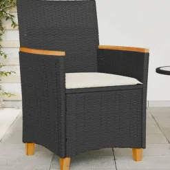 vidaXL - Tuinstoelen met kussens - Zwart - Poly rattan en hout - 2 stuks