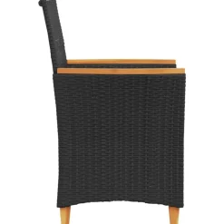 vidaXL - Tuinstoelen met kussens - Zwart - Poly rattan en hout - 2 stuks