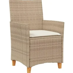 vidaXL - Tuinstoelen met kussens - Beige - Poly rattan en hout - 2 stuks