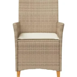 vidaXL - Tuinstoelen met kussens - Beige - Poly rattan en hout - 2 stuks