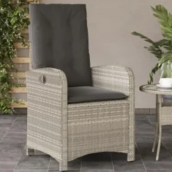 vidaXL - Tuinstoelen verstelbaar - Grijs - Poly rattan - 2 stuks - Met kussens