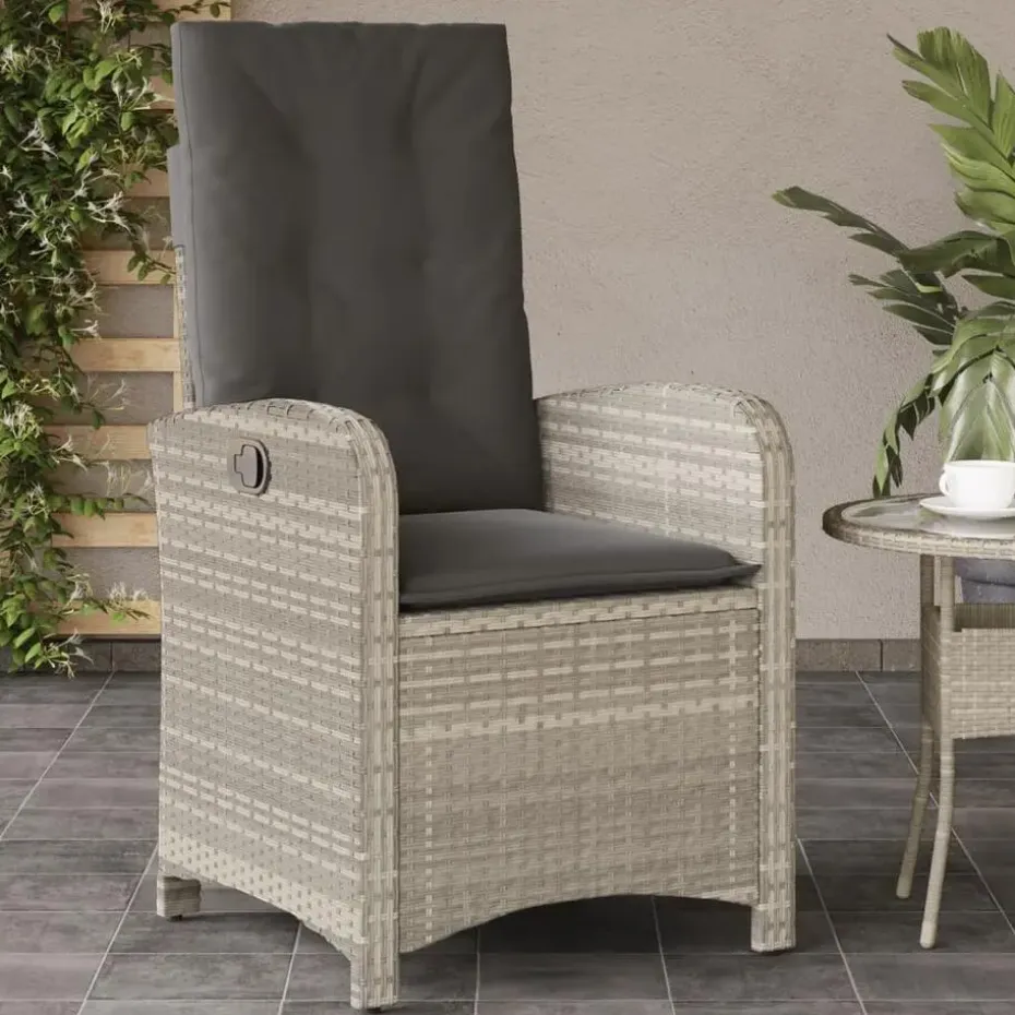vidaXL - Tuinstoelen verstelbaar - Grijs - Poly rattan - 2 stuks - Met kussens