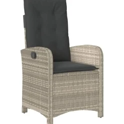 vidaXL - Tuinstoelen verstelbaar - Grijs - Poly rattan - 2 stuks - Met kussens