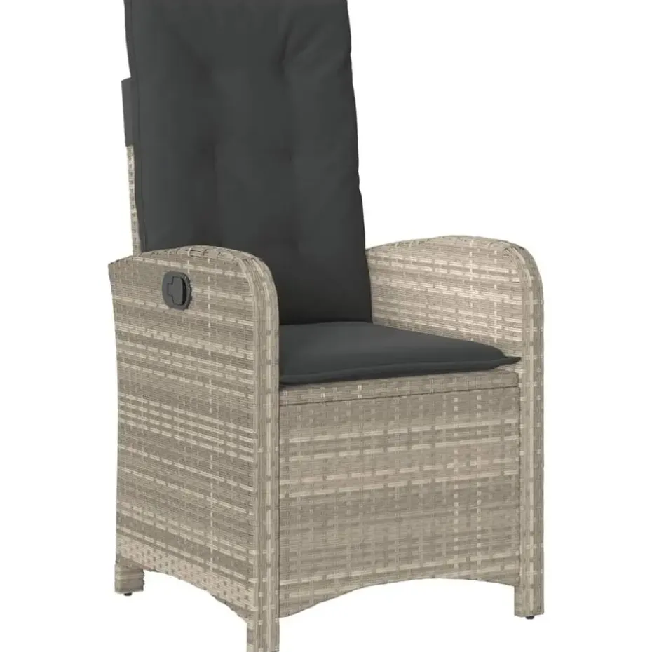 vidaXL - Tuinstoelen verstelbaar - Grijs - Poly rattan - 2 stuks - Met kussens