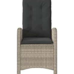 vidaXL - Tuinstoelen verstelbaar - Grijs - Poly rattan - 2 stuks - Met kussens