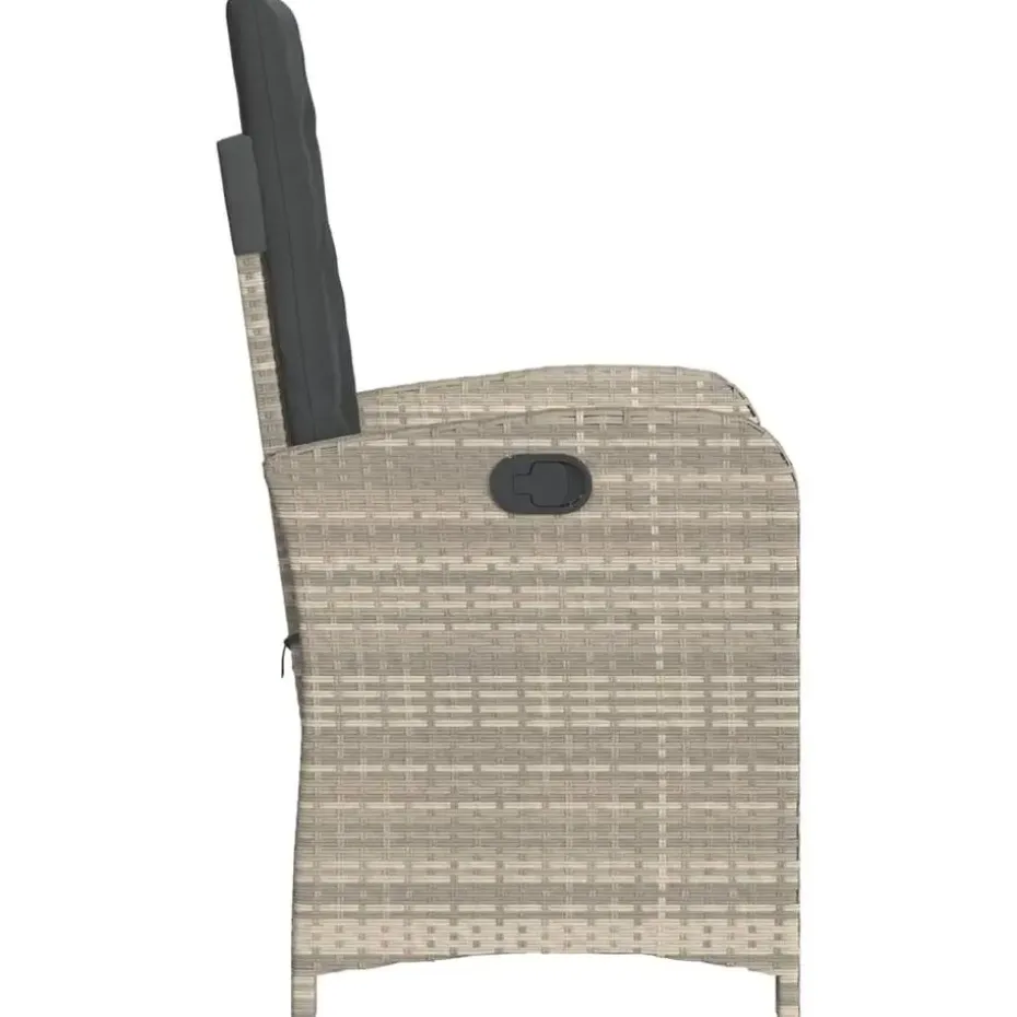 vidaXL - Tuinstoelen verstelbaar - Grijs - Poly rattan - 2 stuks - Met kussens