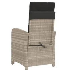 vidaXL - Tuinstoelen verstelbaar - Grijs - Poly rattan - 2 stuks - Met kussens