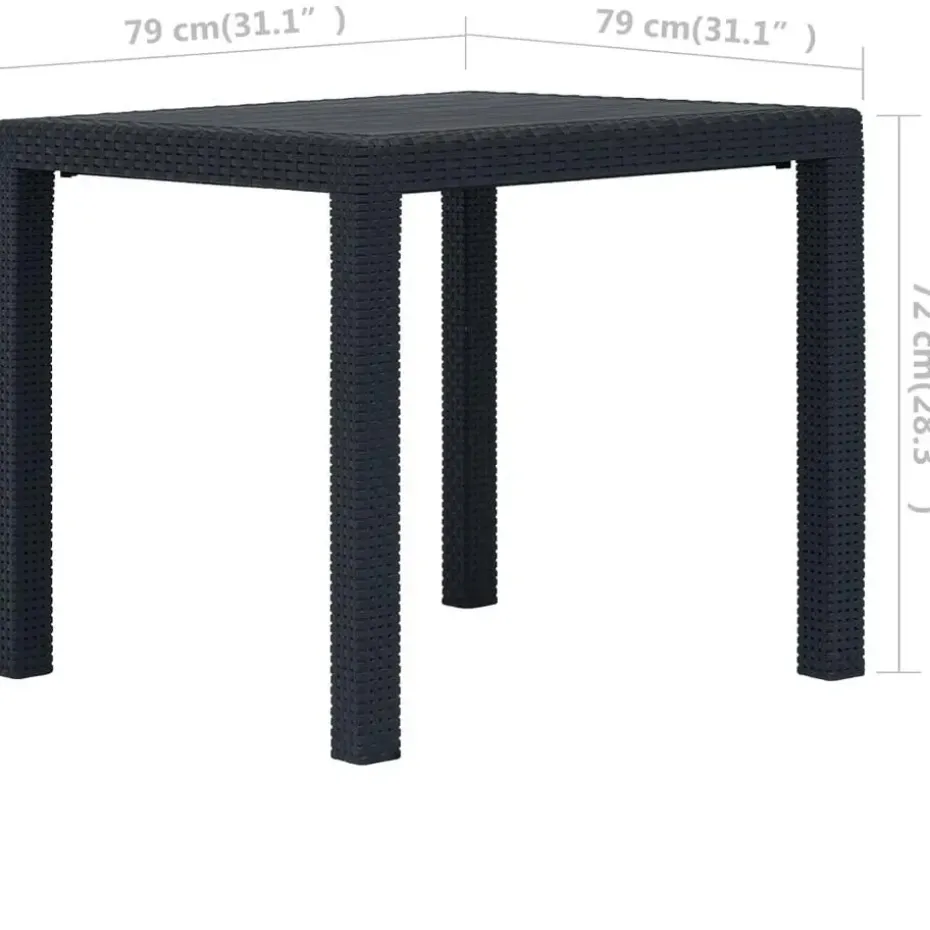 vidaXL - Tuintafel - Antraciet - Kunststof - 79 x 79 x 72 cm