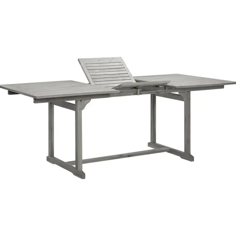 vidaXL - Tuintafel - Grijs - Massief acaciahout - (150-200)x100x75 cm