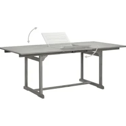 vidaXL - Tuintafel - Grijs - Massief acaciahout - (150-200)x100x75 cm