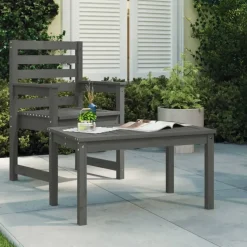 vidaXL - Tuintafel - Grijs - Massief grenenhout - 82.5 x 50.5 x 45 cm