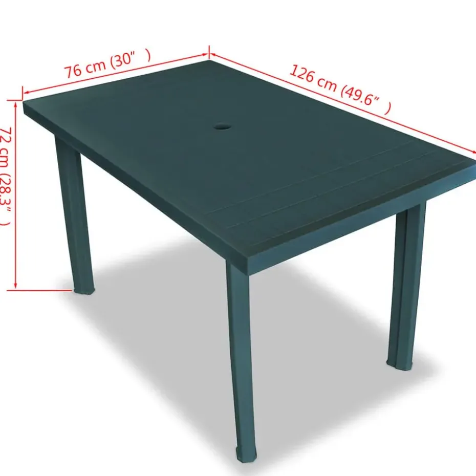 vidaXL - Tuintafel - Groen - Kunststof - 126 x 76 x 72 cm