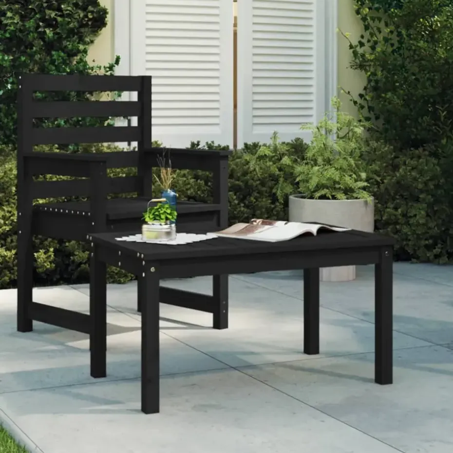 vidaXL - Tuintafel - Zwart - Massief grenenhout - 82.5 x 50.5 x 45 cm