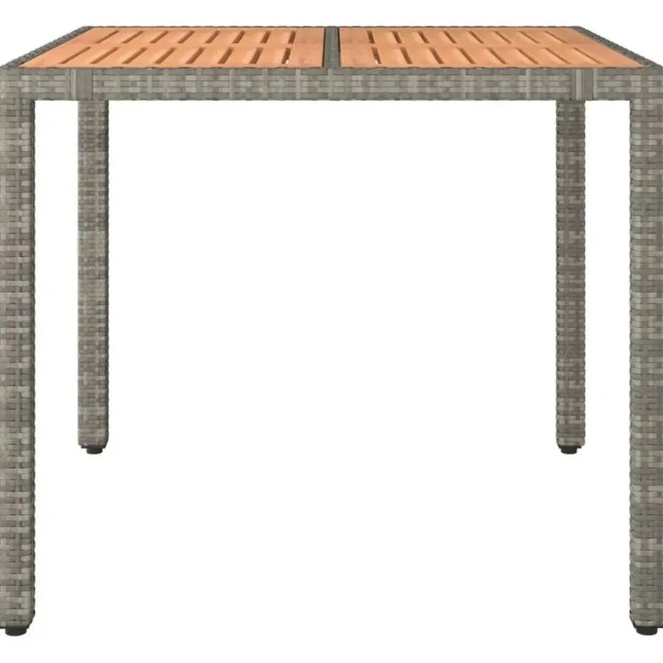 vidaXL - Tuintafel Met Houten Blad - Grijs - Poly rattan en acaciahout