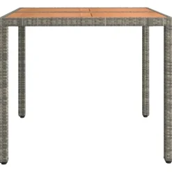 vidaXL - Tuintafel Met Houten Blad - Grijs - Poly rattan en acaciahout